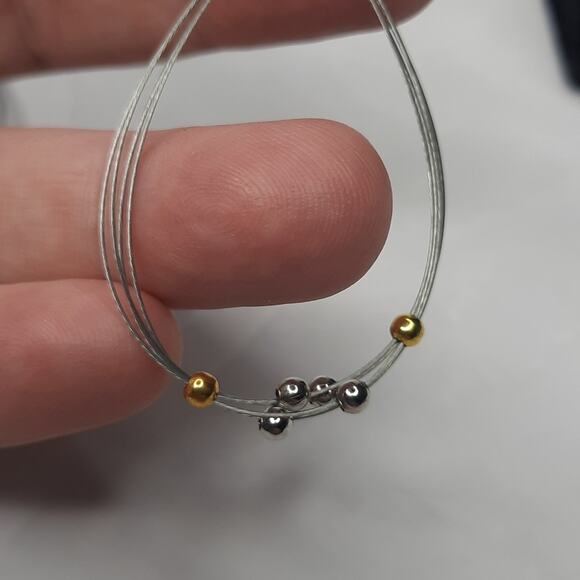 Silver Tone Wire Beaded Teardrop Dangle Earrings - Picture 4 of 7